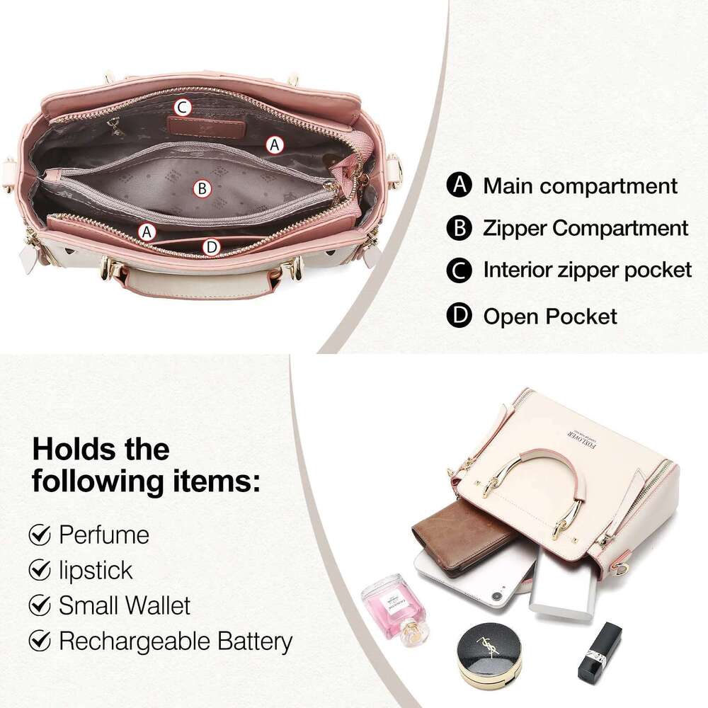 FOXLOVER Women Leather Shouder Handbag Casual Tote Lady Fashion Designer Bag Valentine's Day Gift For Wife, Lover