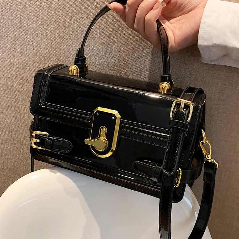 new women s patent leather red small square bag Korean trend popular single shoulder crossbody bag designer spring new leisure multifunctional handbag