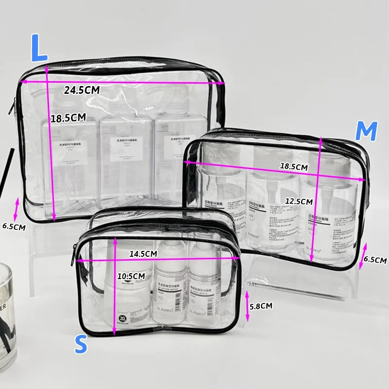 Simple Transparent Cosmetic Bag PVC Waterproof Clear Makeup Storage Case Travel Make Up Organizer Pouch Bath Toiletry Wash 250213