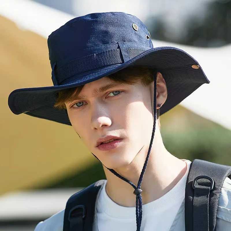 Outdoor Fishing Cap Sun Hats for Men Wide Brim Anti-UV Protection Women Bucket Hat Summer Hiking Fisherman Caps For Fishing W250217