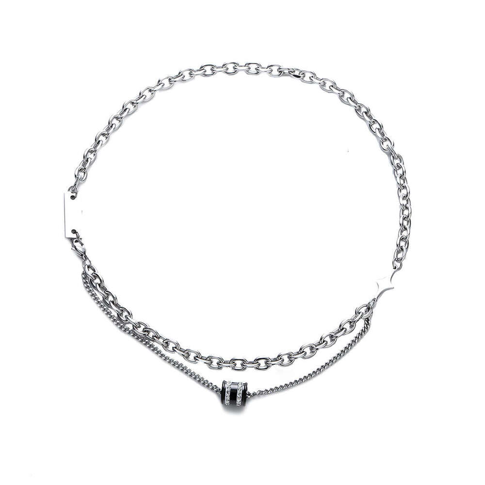 Dia inlaid transport pendant necklace, men's trendy, high-end, versatile, personalized design accessories, women's fashionable, simple acces