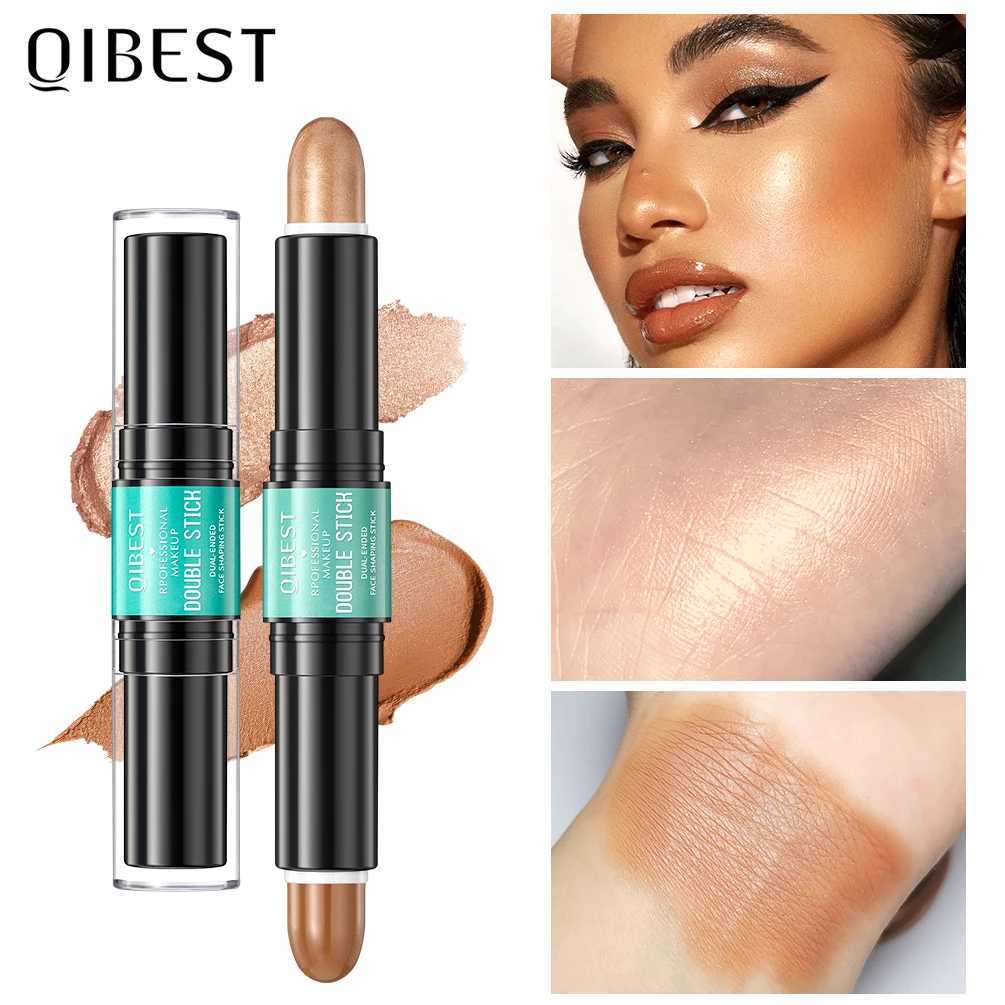 QIBEST Double-head Highlight Contour 2 In 1 Stick Dual-use Nose Shadow Repair Concealer Pen For Face Cosmetic Eyeshadow MakeupW250217