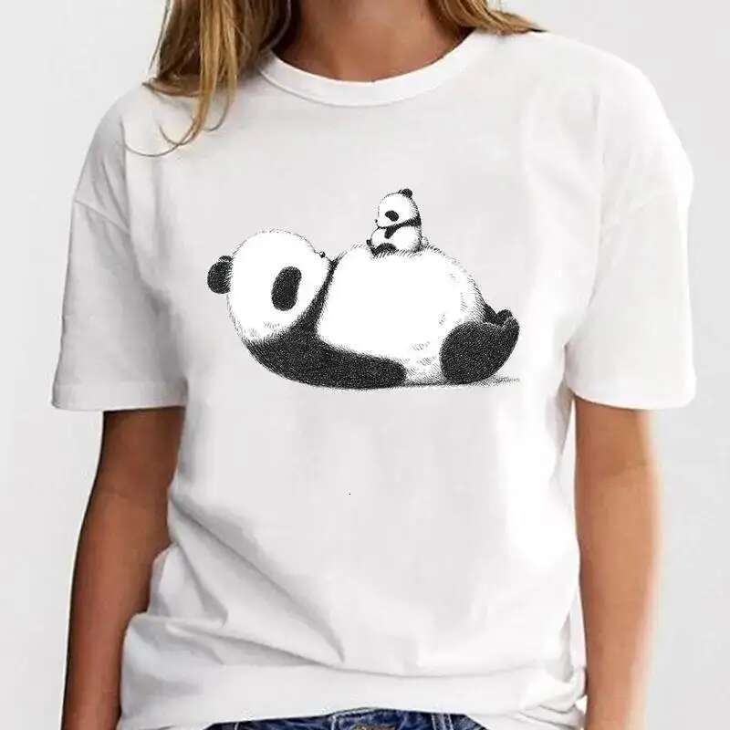 New Panda Lovely Cute T-Shirt Clothing Cartoon Graphic Print Short Sleeve Fashion Casual Plus Size T Shirt Women