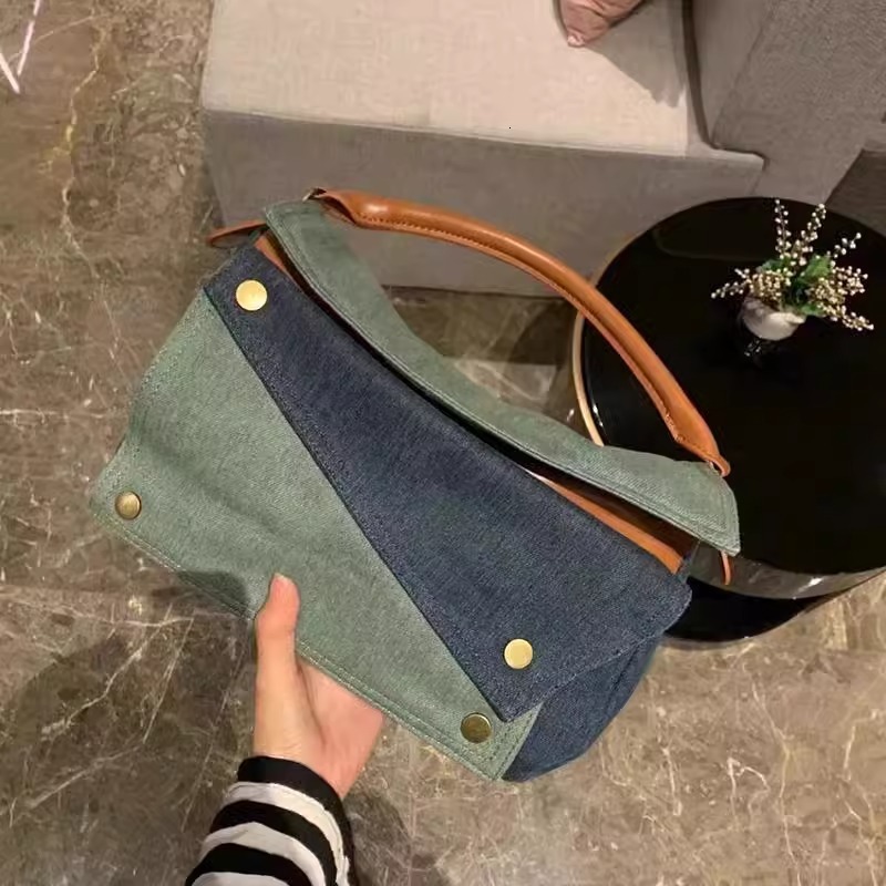 Bag Cowboy Canvas Handbag, Pillow 2024 New Trendy And Fashionable Vintage Tote Single Shoulder Crossbody Bag, Women's Bag