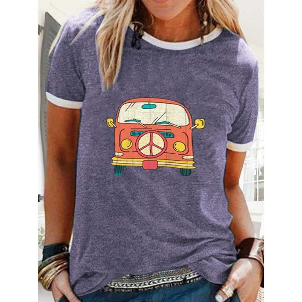 Plus Size 2024 New Women's Casual Loose T-Shirt Pullover Printed Tops Best Choice For Summer