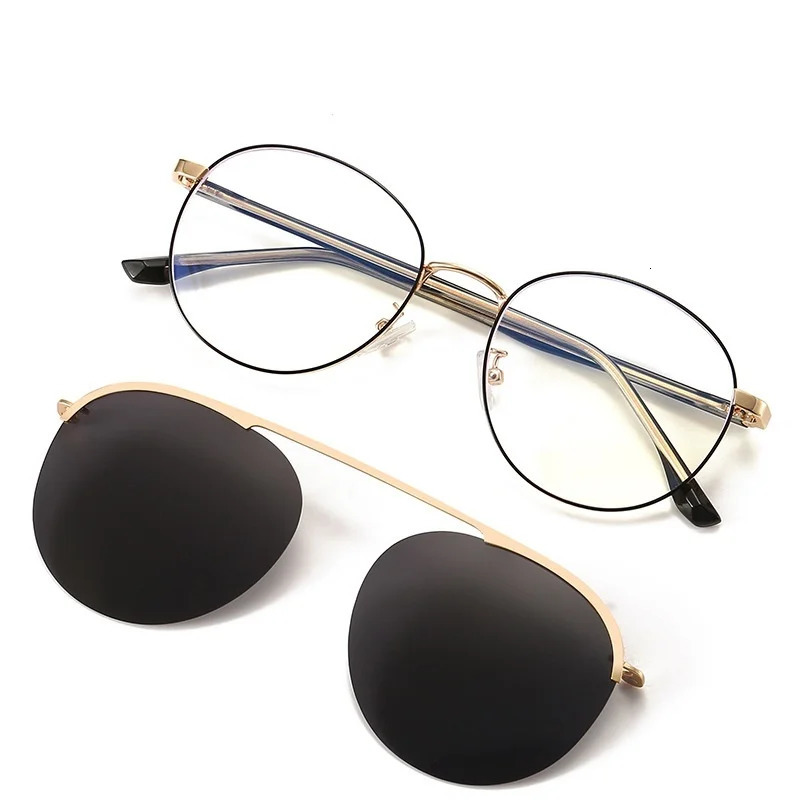 COHK Fashion n Men Women Magnet Sunglasses Polarized Clip On Sun Glasses Round Optic Myopia Spectacle Eyeglass Frames 250214