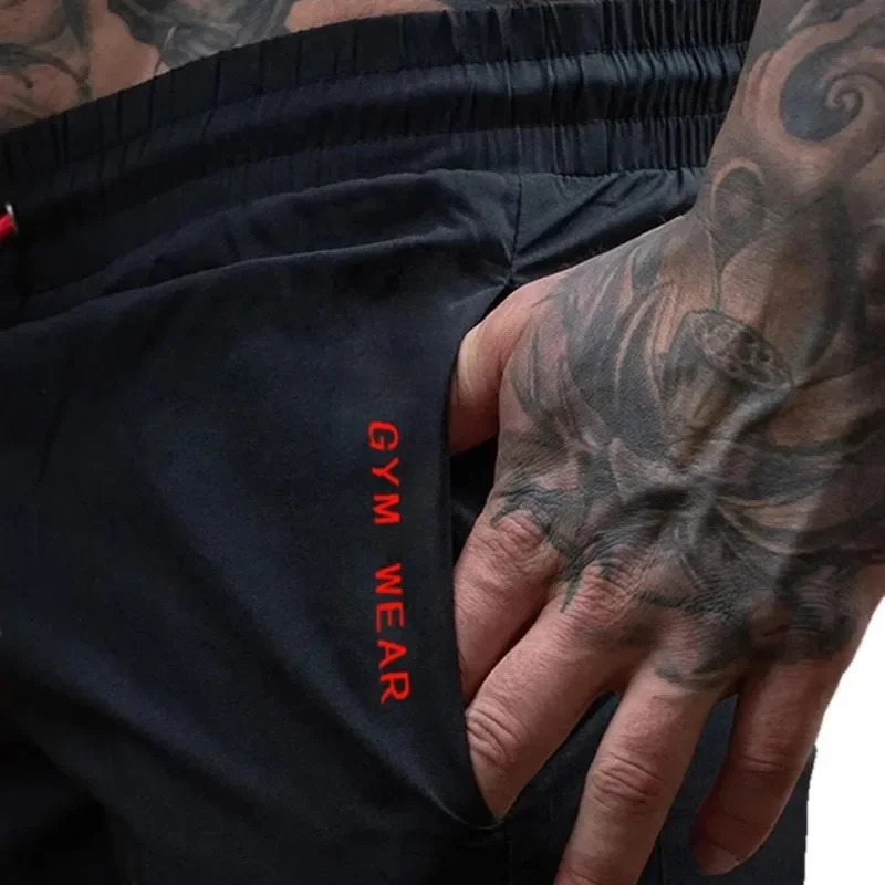 Summer Gym Fitness Mens Shorts Woven sweatpants Thin Fashion Men Marathon Running Sports Breathable Training Pants 250217