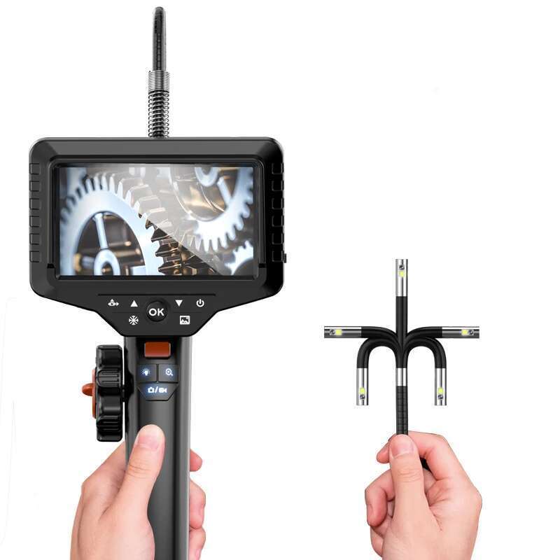 WDLUCKY 8.5MM Dual Lens Articulating Borescope 1080P 5 Inch IPS Two Way 360° Steering Endoscope Camera 1.5m Snake Tube IP67