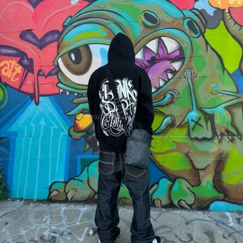 Solid Color Personalized Pullover Men Ins New Black Cotton Net Red Design Prints Loose Sweatshirt Street Thickened Hoodie