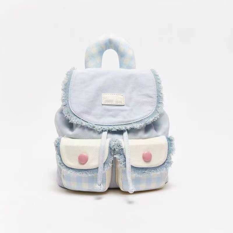 Designer bag Sanfu Same Style Backpack Japanese and Korean College Style Girl Colorful Grid Small Backpack Macaron Color Leisure Backpack Y250217