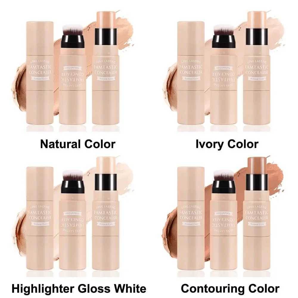 Concealer contour neutral makeup smooth moisturizing concealer high light stick double head with brushW250217