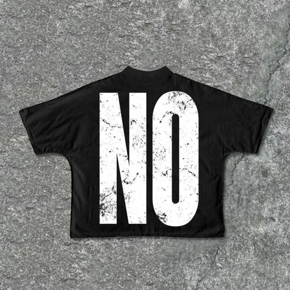 Yes Or No Alphabet Slogan Retro Old Graphics 100% Cotton Cropped T-Shirts Men Y2K Vintage Oversize Tshirt Streetwear Women Tops 250122
