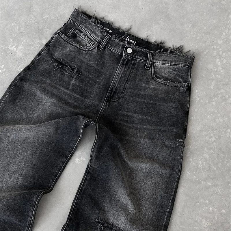 Washed Ripped Jeans Mens American Retro High Street Couple Bag y Quality is higher than peers in all seasons 250113