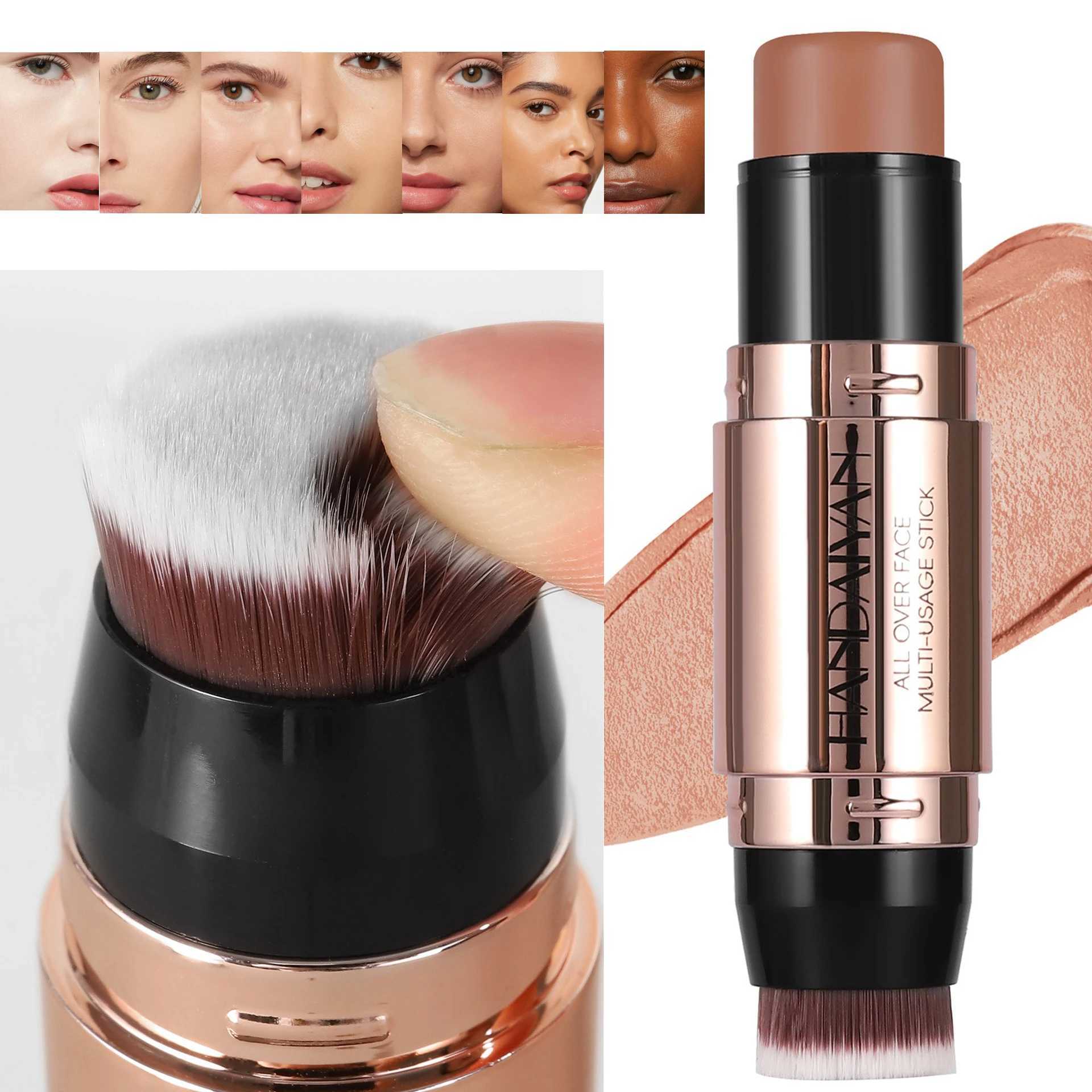 Double head face bronze contour stick cream makeup light shadow lasting concealer bright face contour with brushW250217