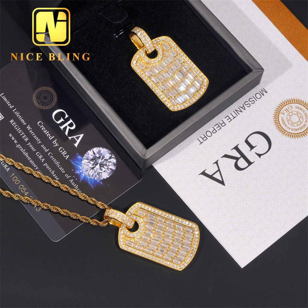 Pass Diamond Tester Custom Hip Hop Moissanite Jewelry Iced Out Baguette Diamond Pendant 925 Silver Moisaanite Pendant