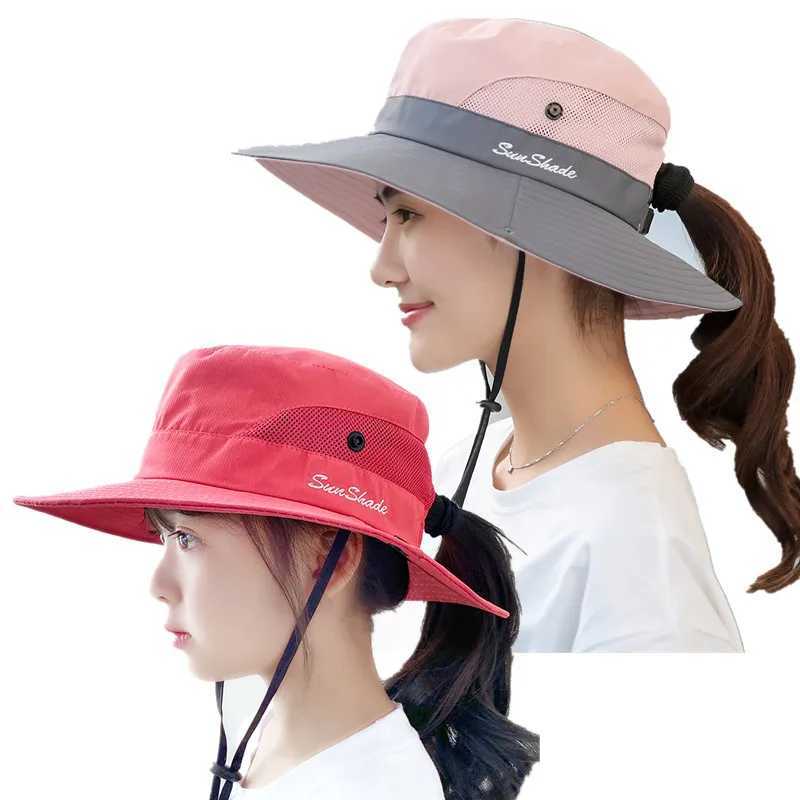 Child-Parents Fishing Hat Girls Outdoor UV Protection Bucket Hat Womens Panama Summer Wide Brim Bob Hiking Sun Hat for Woman W250217