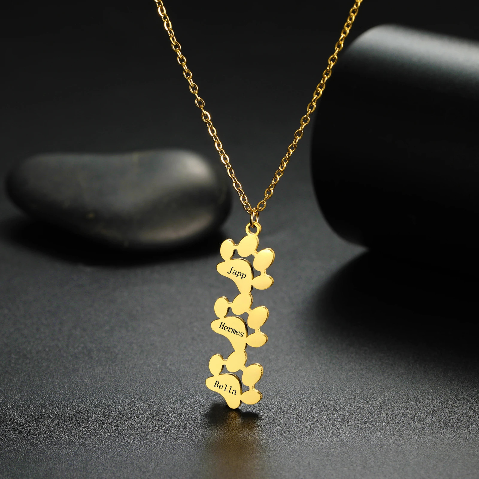 Cyprus Dog Paw Custom Engrave Name Necklace For Women Men Stainless Steel Hip Hop Pet Pendant Jewelry Gifts Lovers 250210