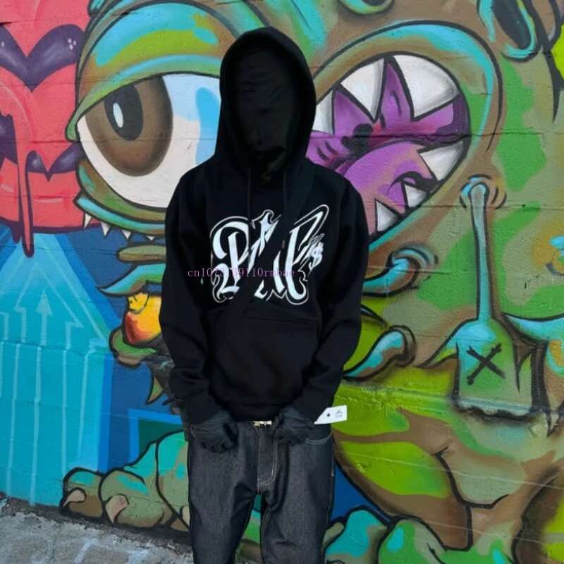 Solid Color Personalized Pullover Men Ins New Black Cotton Net Red Design Prints Loose Sweatshirt Street Thickened Hoodie