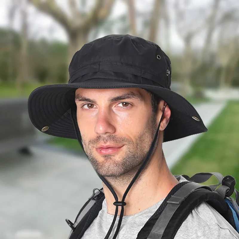 Outdoor waterproof fishermans hat wide conical bucket cap with neck cover womens summer quick drying breathable mesh sunshade hat W250217