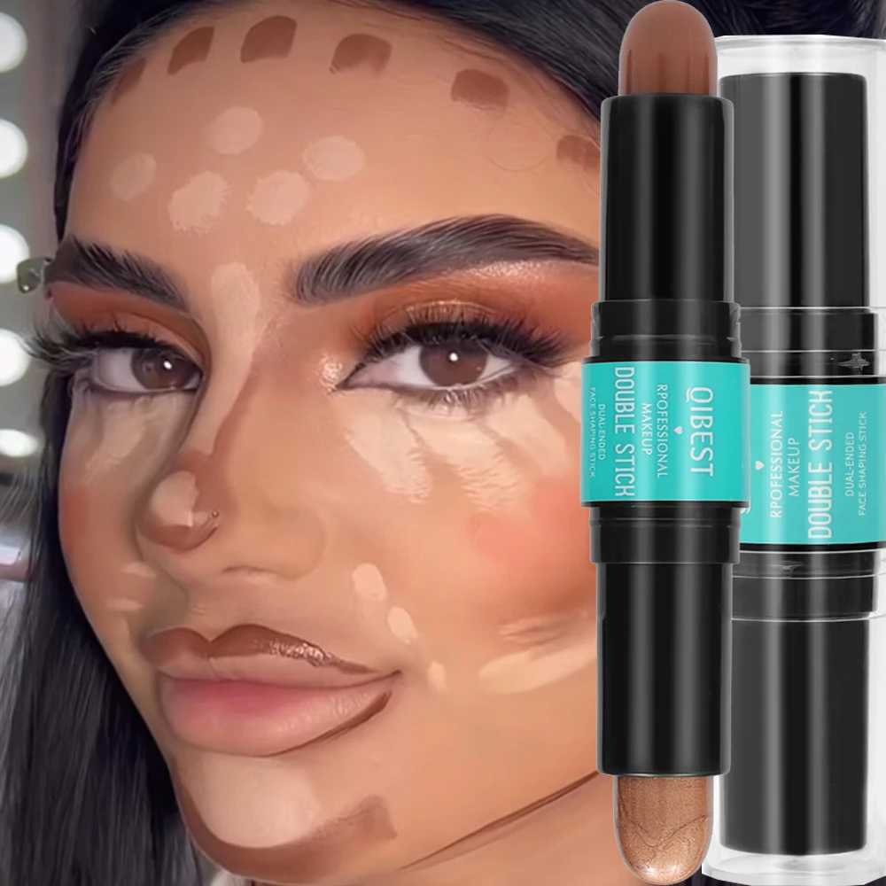 3D Highlighting Bronzer Stick Waterproof Matte Natural Double-ended V-face Shaping Contouring Highlighter Pen Korean CosmeticsW250217