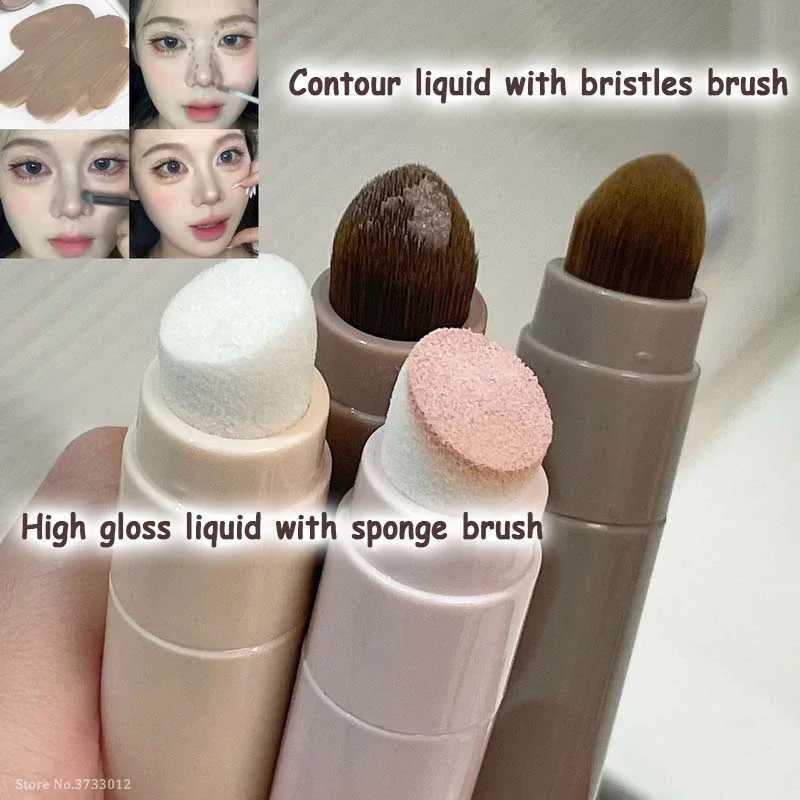 Ceramic white high gloss brightness liquid fluorescent lamp base sponge stick makeup natural three-dimensional contourW250217