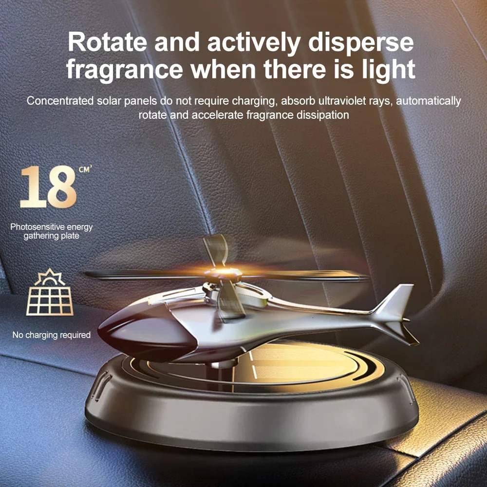 AlloyABS Solar Aroma Diffuser Car Air Freshener Automatic Rotation Dashboard Fragrance Helicopter Auto Aroma Ornaments 250214