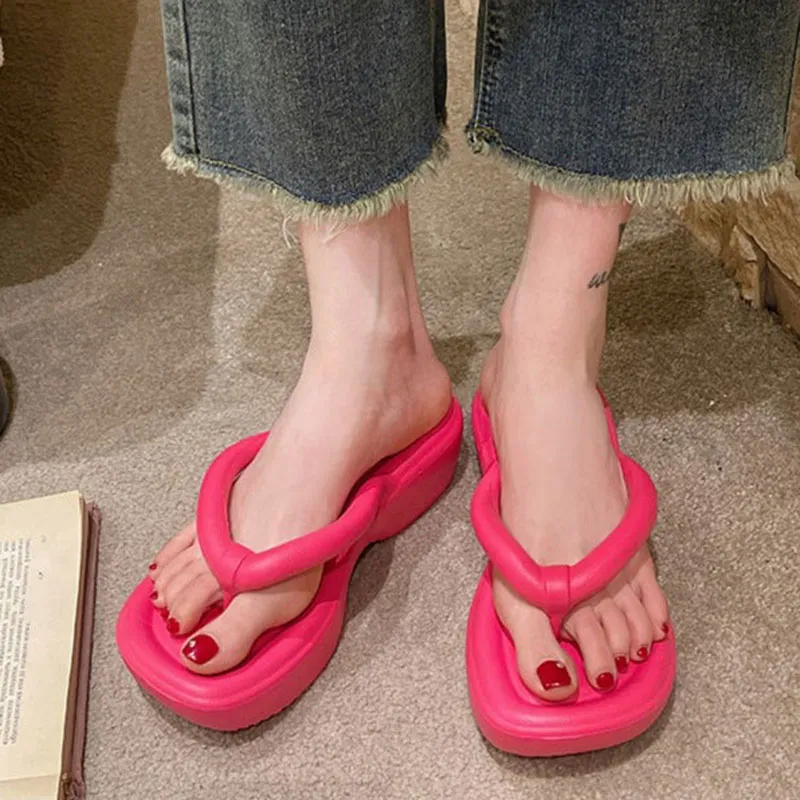 Women's Thick Bottom Wedges Flip ps 2024 Summer Clip Toe Chunky Platform Sandals Woman Eva Non Slip Outdoor Slippers Slides