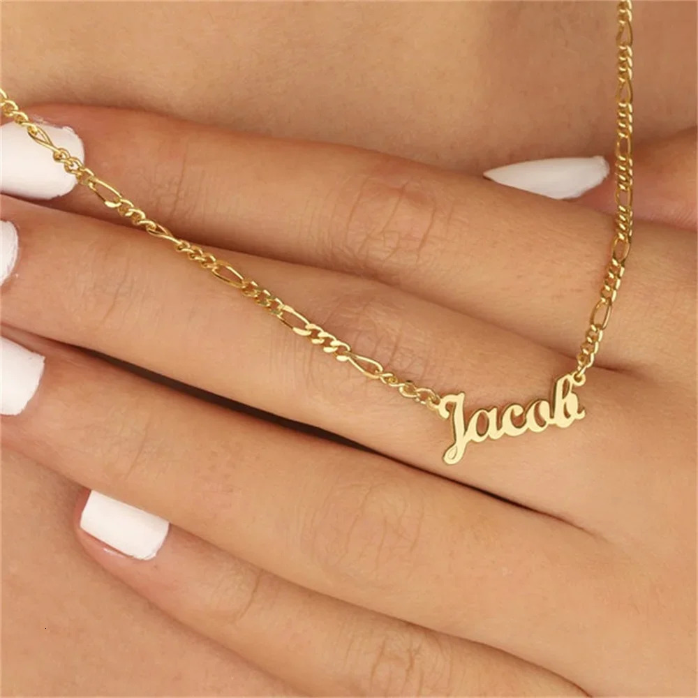 Jewelry Name Custom Necklaces for Men Nameplate Stainless Steel Women Silver Personalized Letter Necklace Gift 2023 250210