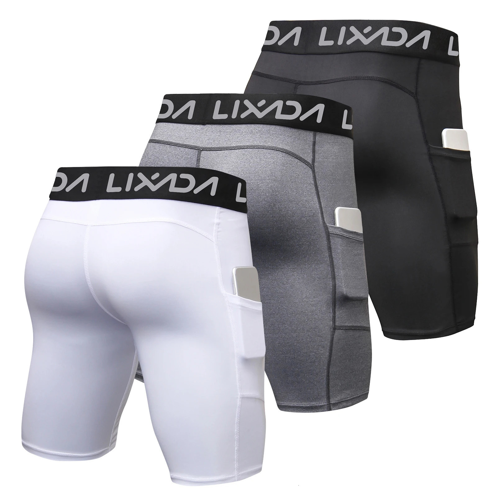 Lixada 3 Pack Men Sports Shorts Active Workout Underwear with Pocket 250214