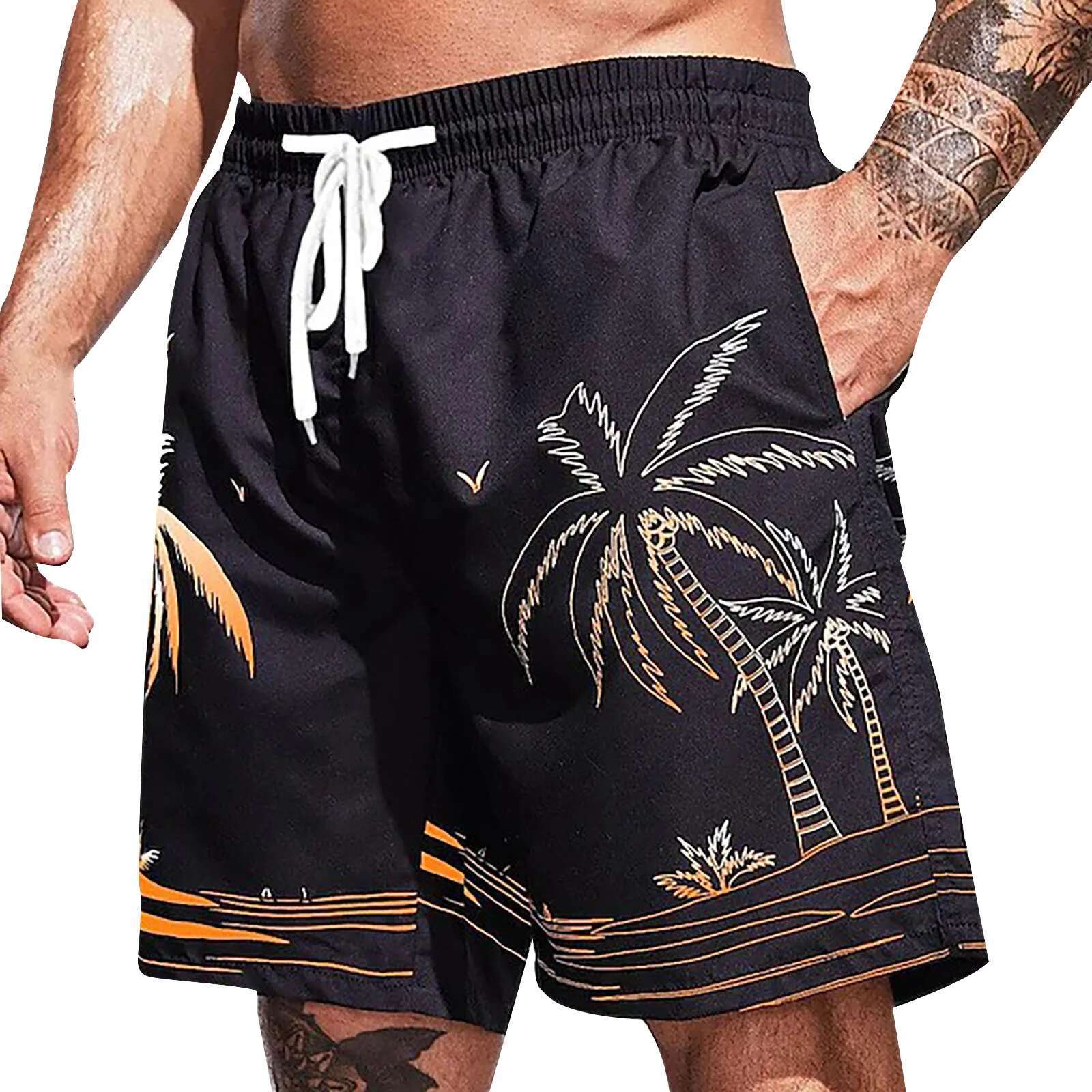 2025 Men's Spring And Summer New Loose Casual Street Tie Beach Print Men's Designer Shorts Outdoor Basketball Training Sports Shorts Ropa Ho