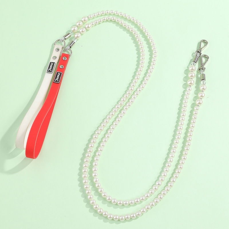 Small Dogs Collars with Large Heart-shaped Pendant Rhinestone Pearl Accessories,Leather Collar Leash Set for Dogs, Adjustable Pet Collars for Gift, Ga