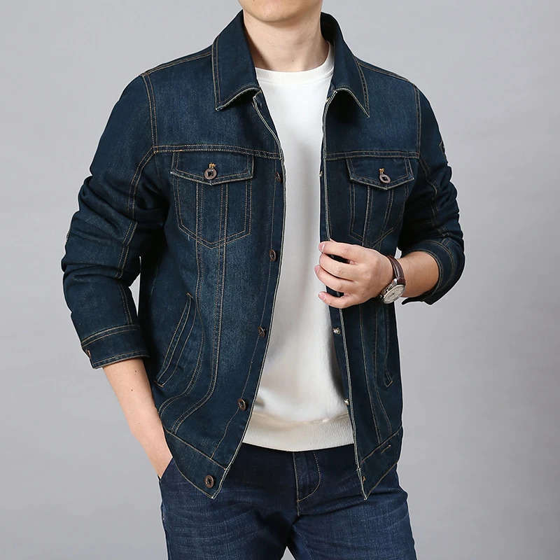 Highquality Mens Denim Jacket Fashion Hole Casual Cotton Button Stretch Street Personality plus size 6XL 250212