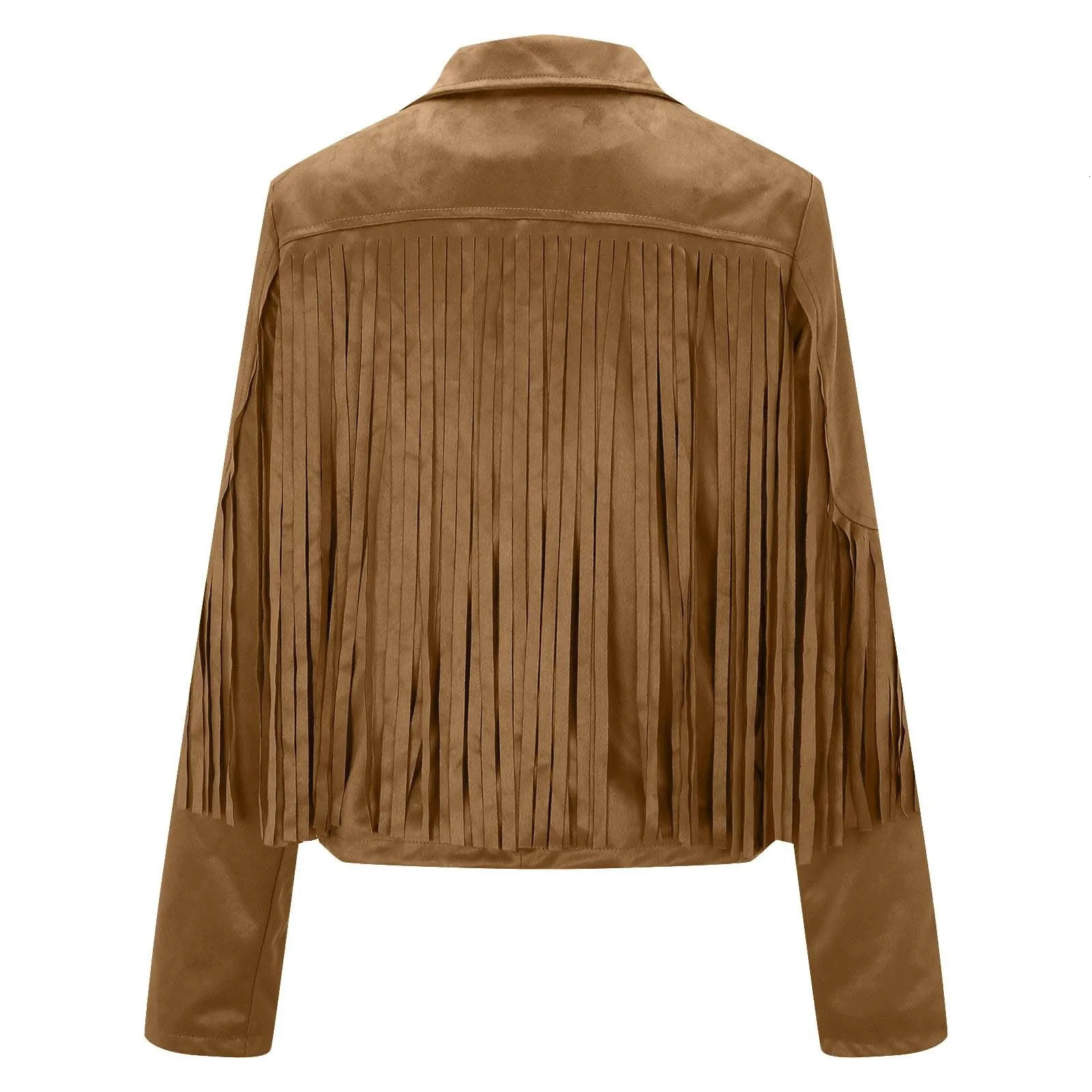 Elegant Cropped Jacket Womens Sexy Solid Color Tassels Scrub Leather Jackets Windproof Bomber Motorcycle Coats 250211