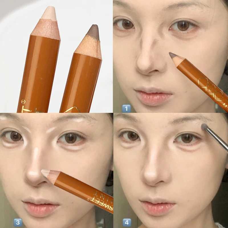 Double sided contour pen facial gloss corrector nose shadow sculpture natural 3D highlight shadow stick Korean makeupW250217