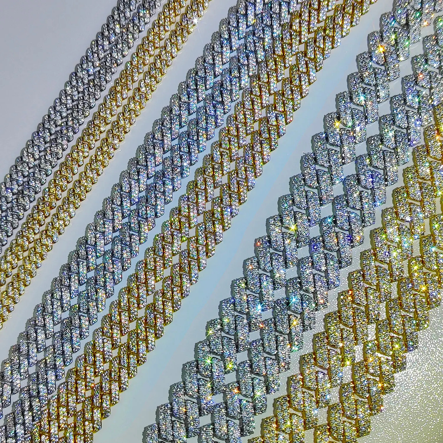 Drop 6/8/14mm Width Iced Out Cubic Zirconia Cuban Chain 1-2 Row Miami Cuban Link Necklace for Rapper Hip Hop Jewelry 250214