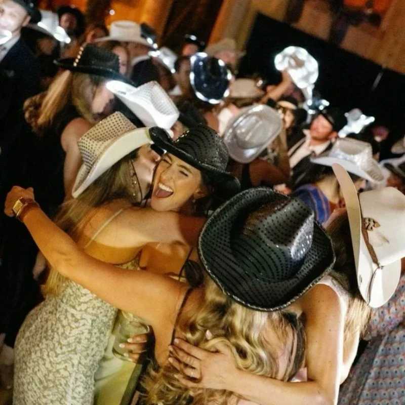 6-48 pieces of LED cowboy hats illuminated party disco cowboy hats illuminated Western cowboy hats mens wedding ball X250217