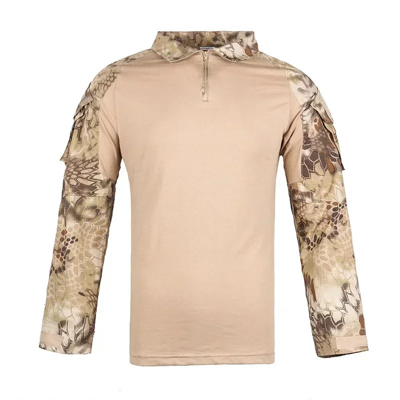 Mens Outdoor Tactical Hiking T-ShirtsHunting Camouflage Long Sleeve Hunting Climbing ShirtMale Breathable Sport Clothes 250214