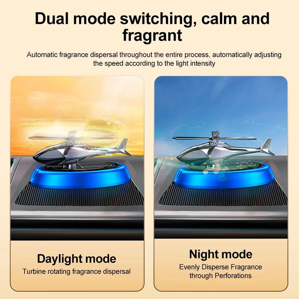 AlloyABS Solar Aroma Diffuser Car Air Freshener Automatic Rotation Dashboard Fragrance Helicopter Auto Aroma Ornaments 250214