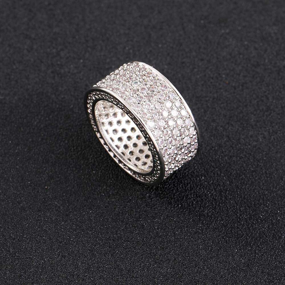 hop Five Row Men's Ring Micro Inlaid Moissanite Minimally Personalized Hip Hop Accessory