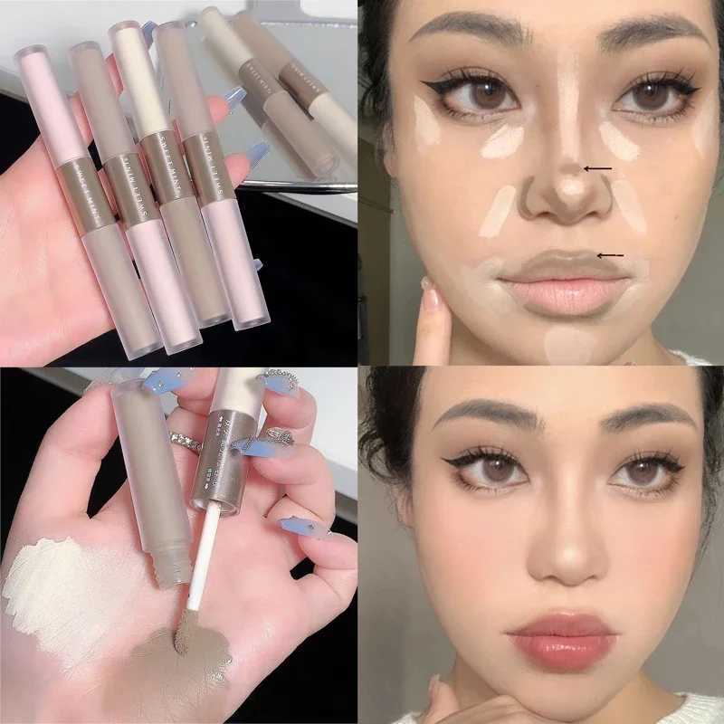 Double Head Contouring Highlighter Stick Waterproof Grey Brown Matte Nose Shadow High Gloss Cream Brighten Bronzer Face MakeupW250217