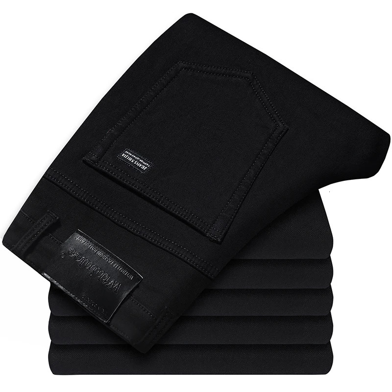 WTHINLEE Autumn Black Men Straight Jeans Business Casual Stretch Classic Denim Pants Regular Fit Comfortable Trousers Male 250214