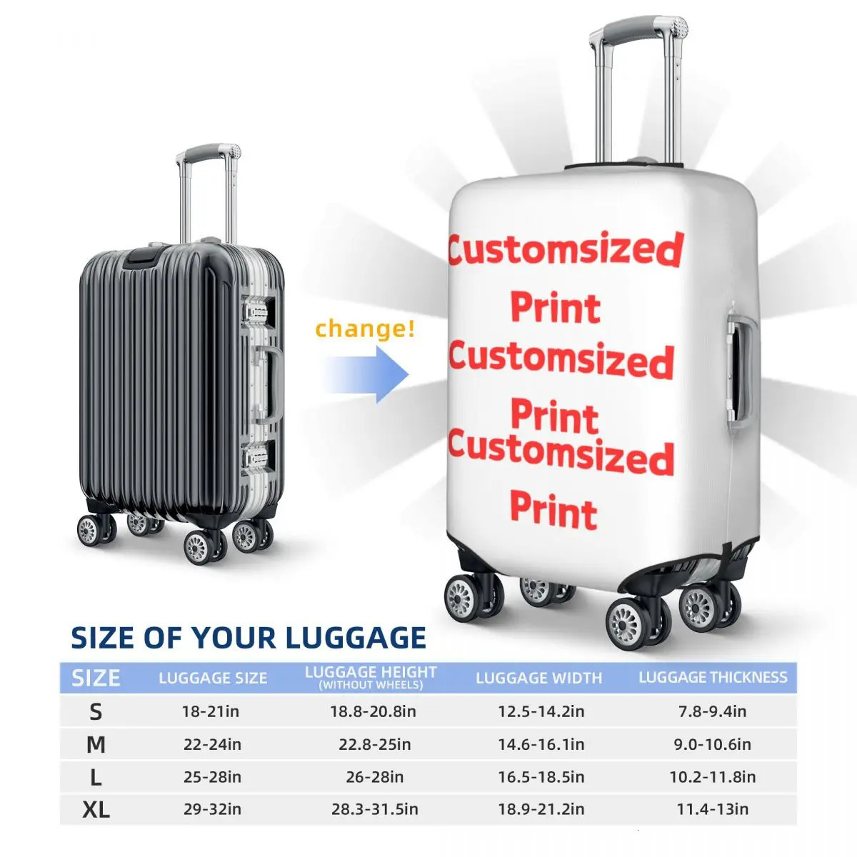 Customized image Print Suitcase Cover Any Color Cruise Trip Protection Vacation Useful Luggage Supplies 250214