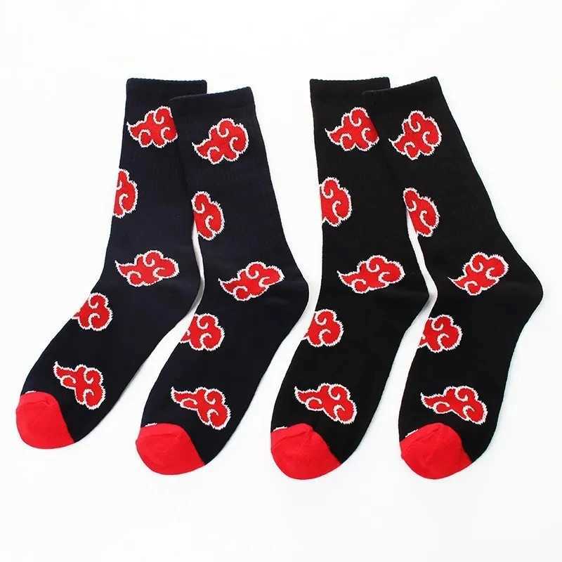 Anime Sockings Red Cloud Akatsuki High Quality Socks Ninja Unisex Adult Cotton Socks Halloween Cosplay Outdoor W250217