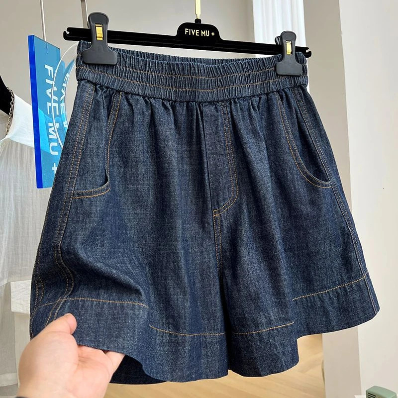 Female Drawstring Shorts Blue Cowboy Woman Light Elegant Temperament Casual Summer Shorts Ladies Streetwear Jean Short Pant Q382 250210