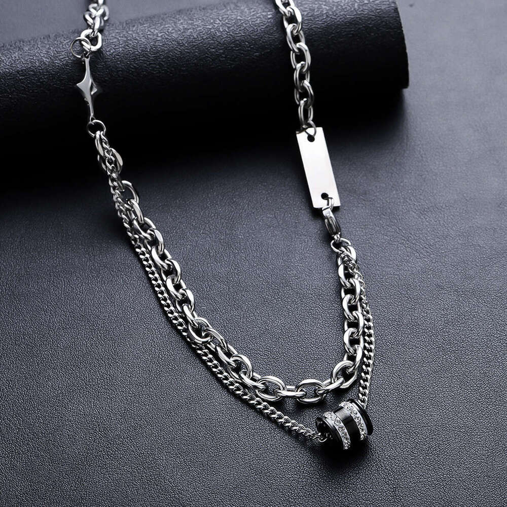 Dia inlaid transport pendant necklace, men's trendy, high-end, versatile, personalized design accessories, women's fashionable, simple acces