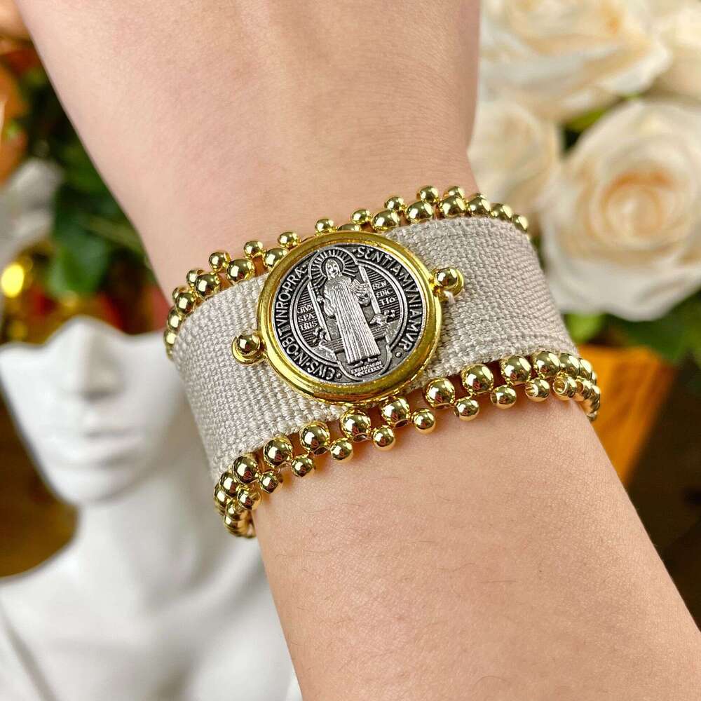 New jewelry Saint Benedict bracelet, copper bead woven personalized bracelet