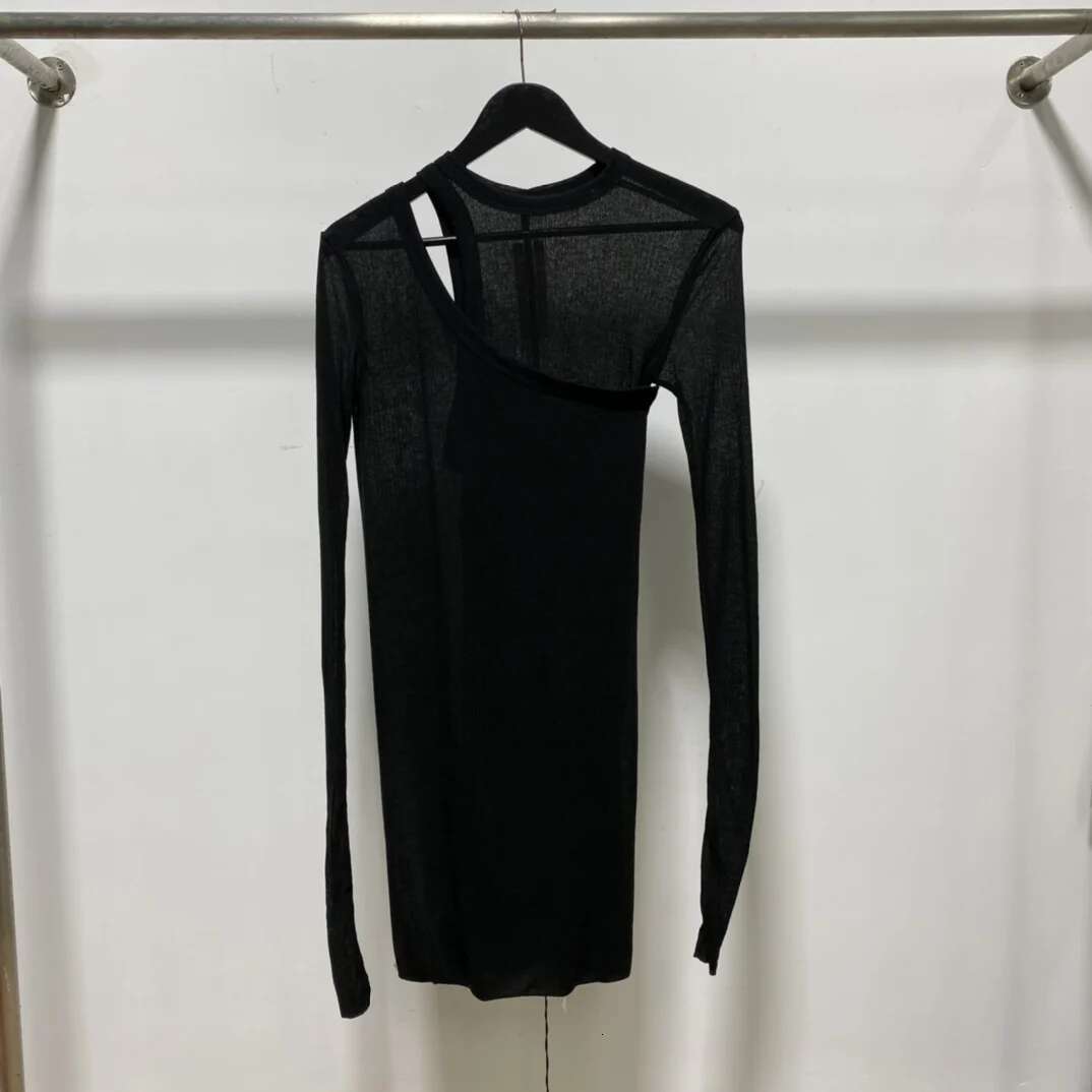 Women Brand Double Deck Halter T-shirt Original Splicing Design Luxury Black Top Next To The Skin Famous High Quality Knit Tees