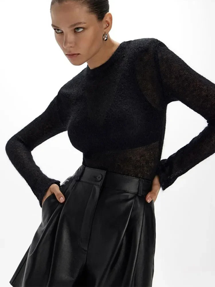 Women Elegant Soft Knited Pullover Sweater Lady Casual Crew Neck Long Sleeve Sweaters Spring Autumn Female Outwear 250211