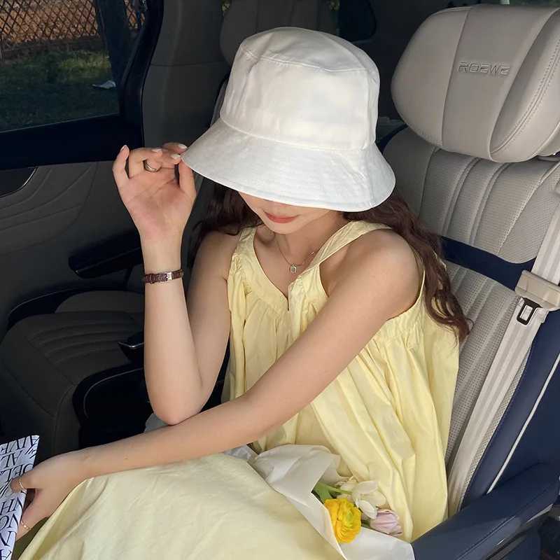 Girl Sun Hat Wide Brim Cork Summer Womens Hat Panama Beach Womens Double sided Bucket Hat Womens Sunshade Hat W250217