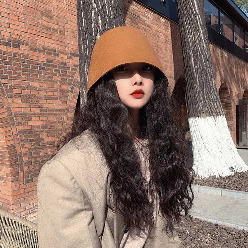 Vintage British Woolen Bucket Hat For Women Lady Ins Korean Solid Color Fisherman Cap All-match Outdoor Sunshade Basin Caps W250217